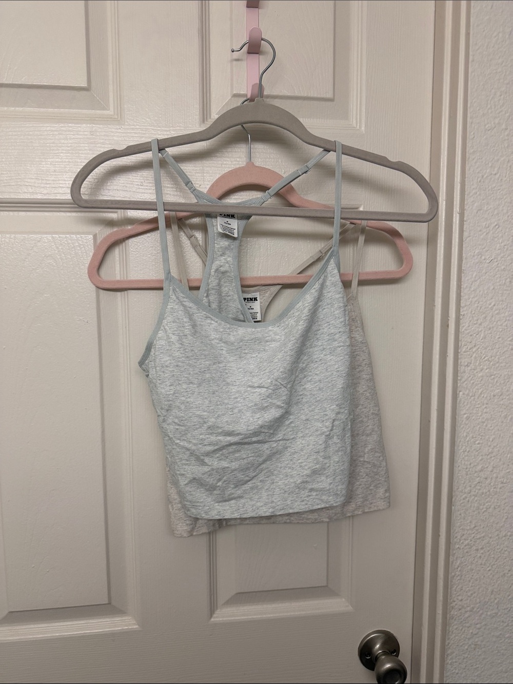 PINK Victoria's Secret Heather Gray Racerback Cami Tank Set